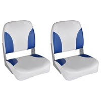 Boat Seats 2 pcs Foldable Backrest With Blue-white Pillow 41x36x48 cm vidaXL