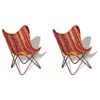 Butterfly Chairs 2 pcs Multicolour Chindi Fabric vidaXL