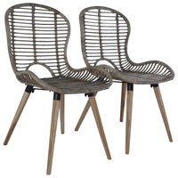 Dining Chairs 2 pcs Brown Natural Rattan vidaXL