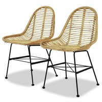 Dining Chairs 2 pcs Natural Rattan vidaXL