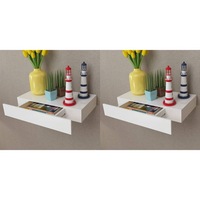 Floating Wall Shelves with Drawers 2 pcs White 48 cm vidaXL