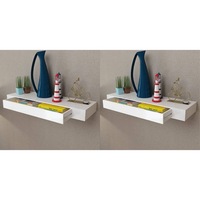 Floating Wall Shelves with Drawers 2 pcs White 80 cm vidaXL