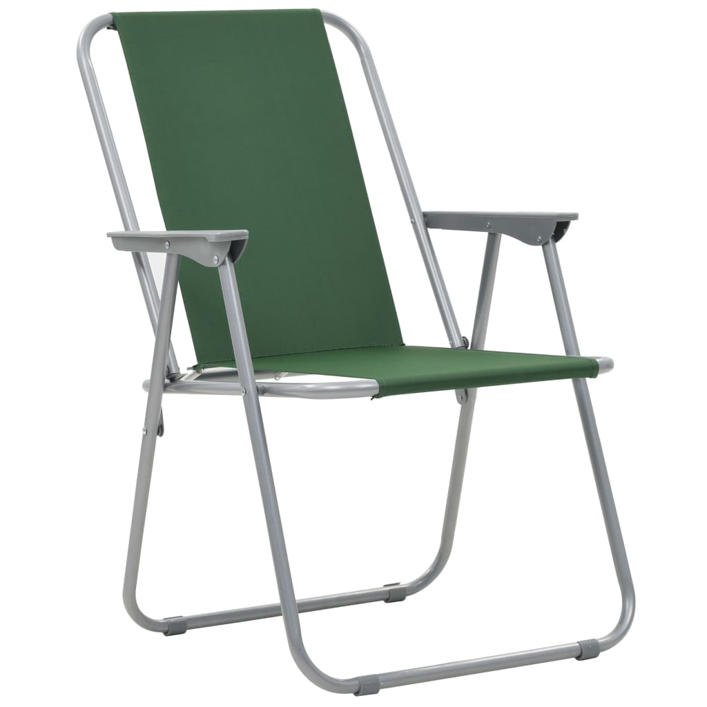 vidaXL 2x Folding Camping Chairs 52x59x80cm Green Outdoor Garden Hiking Seat 