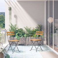 Folding Garden Chairs 2 pcs Steel and Solid Acacia Wood vidaXL