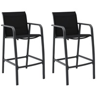 Garden Bar Chairs 2 pcs Black Textilene vidaXL