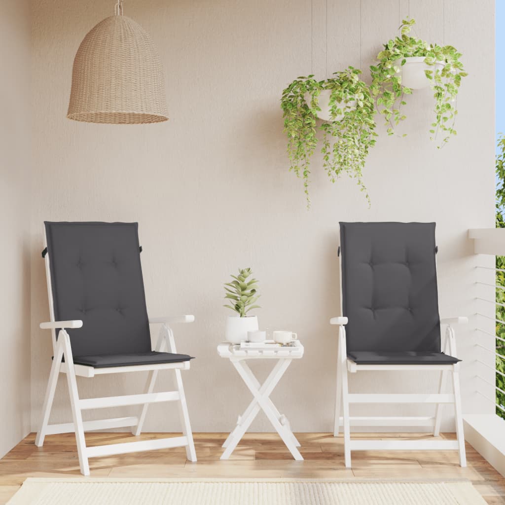 Garden Highback Chair Cushions 2 pcs Anthracite 120x50x3 cm Fabric vidaXL