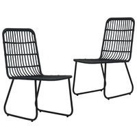 2x Garden Chair Poly Rattan Black Outdoor Patio Backyard Furniture Seat