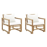 Garden Chairs 2 pcs with Cushions and Pillows Bamboo vidaXL