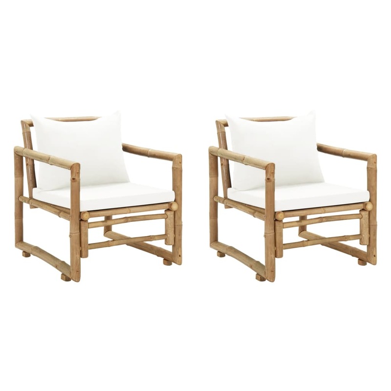 Buy Garden Chairs 2 pcs with Cushions and Pillows Bamboo MyDeal