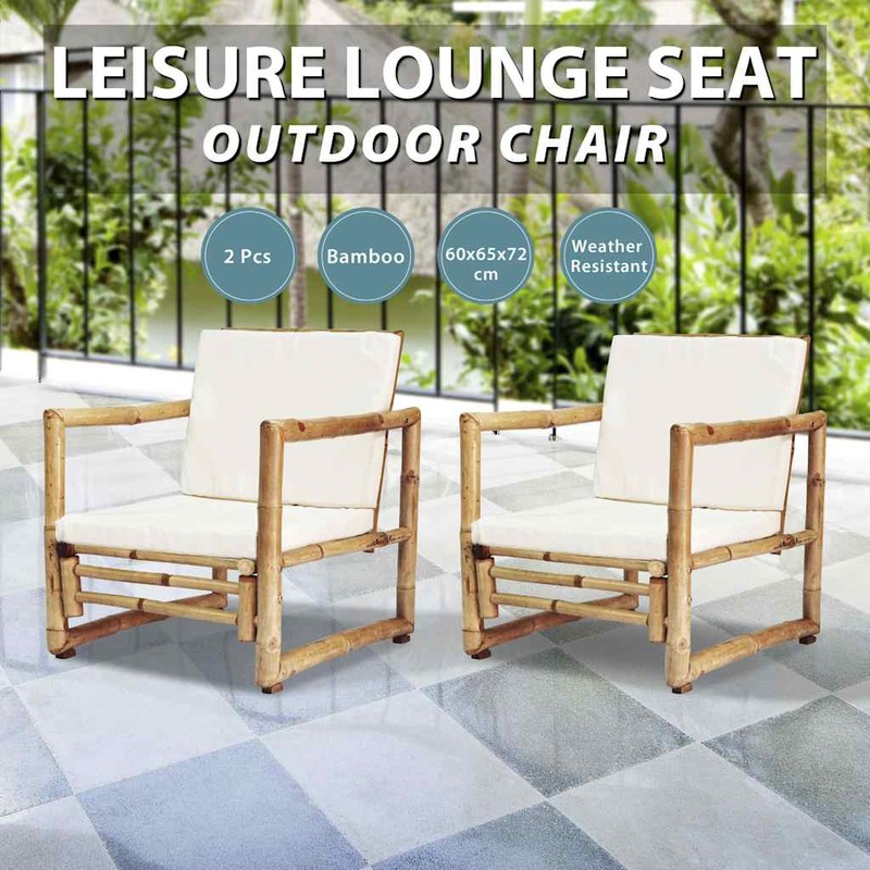 Buy Garden Chairs 2 pcs with Cushions and Pillows Bamboo MyDeal