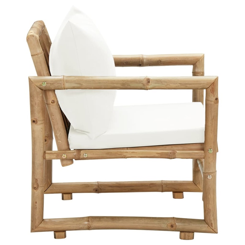 Buy Garden Chairs 2 pcs with Cushions and Pillows Bamboo MyDeal