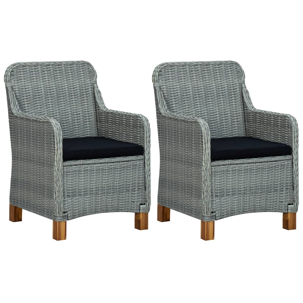 Garden Chairs with Cushions 2 pcs Poly Rattan Light Grey vidaXL