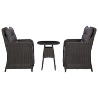 Garden Chairs 2 pcs with Tea Table Poly Rattan Black vidaXL