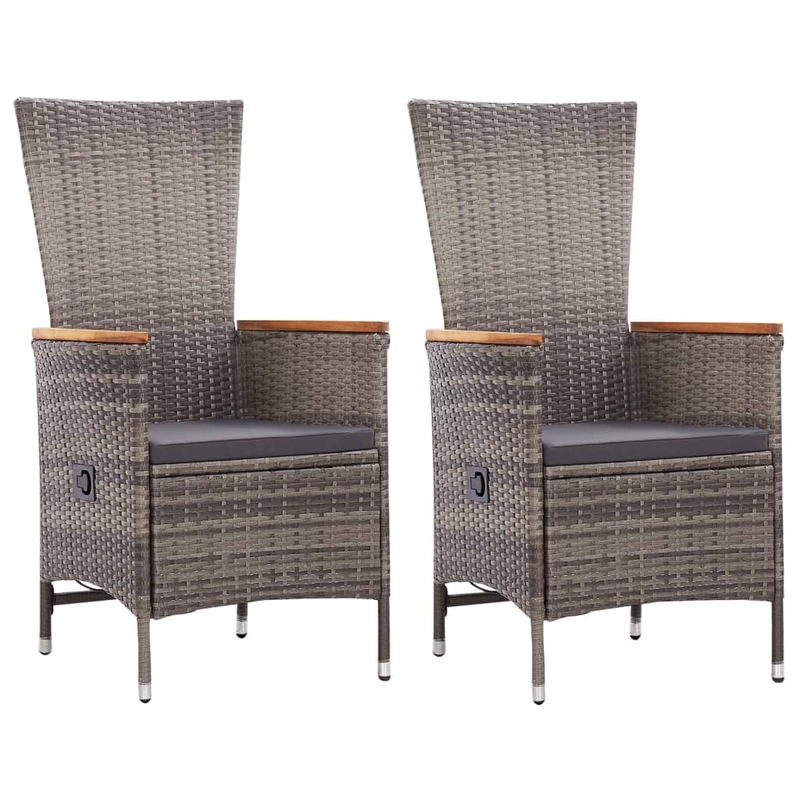 Buy Outdoor Chairs 2 pcs with Cushions Poly Rattan Grey MyDeal