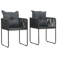 Outdoor Chairs 2 pcs with Pillows Poly Rattan Black vidaXL