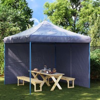 Party Tent Sidewall 2 pcs with Zipper PE Blue vidaXL