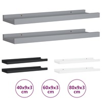 2x Picture Frame Ledge Shelves MDF Floating Shelf Multi Colours/Sizes vidaXL