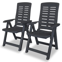 Reclining Garden Chairs 2 pcs Plastic Anthracite vidaXL