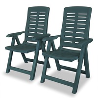 Reclining Garden Chairs 2 pcs Plastic Green vidaXL