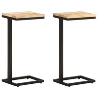 Side Tables 2 pcs 31.5x24.5x64.5 cm Rough Mango Wood vidaXL