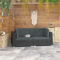 Sectional Corner Chairs 2 pcs with Cushions Poly Rattan Black vidaXL