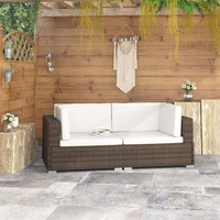 Sectional Corner Chairs 2 pcs with Cushions Poly Rattan Brown vidaXL
