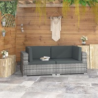 Sectional Corner Chairs 2 pcs with Cushions Poly Rattan Grey vidaXL