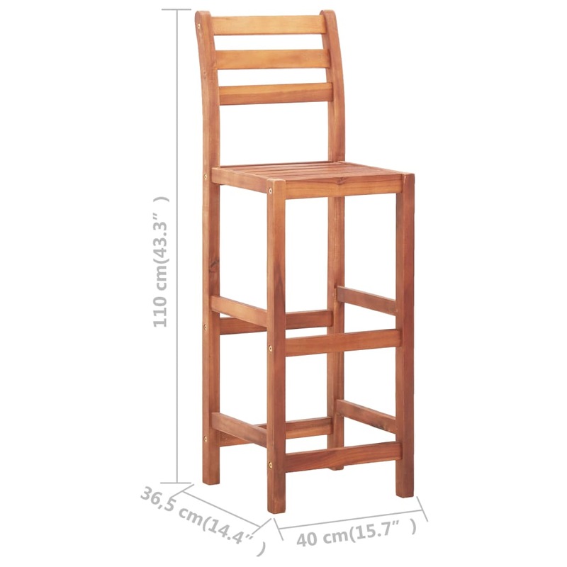 Buy Bar Chairs 2 pcs Solid Acacia Wood MyDeal