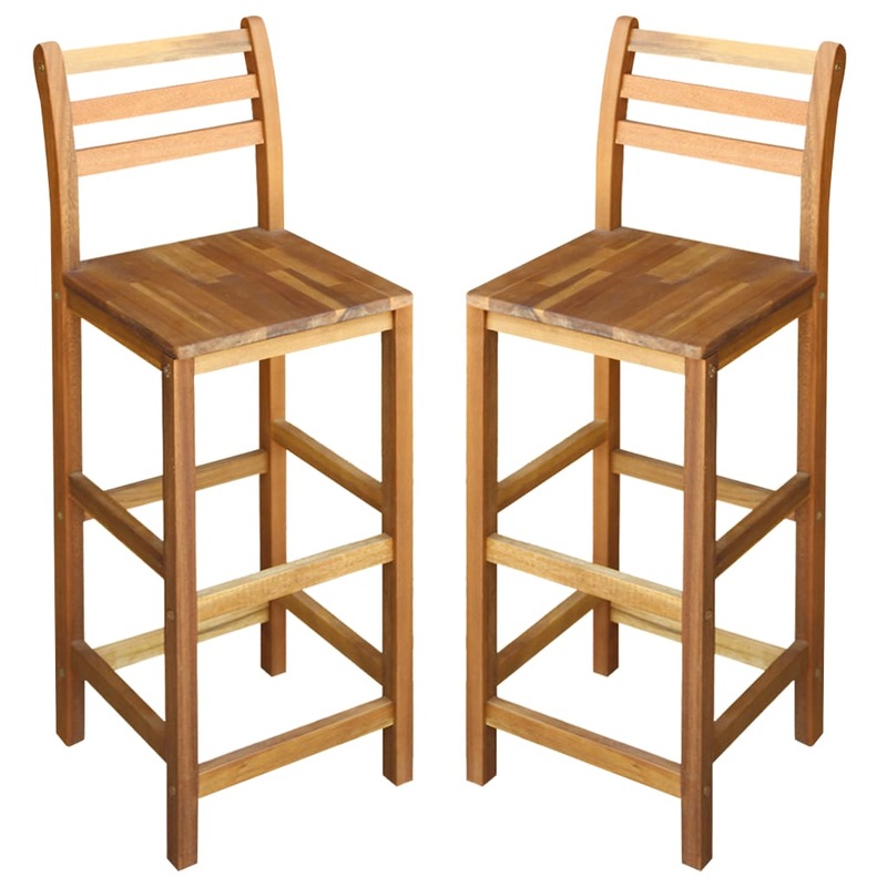 Buy Bar Chairs 2 pcs Solid Acacia Wood vidaXL MyDeal