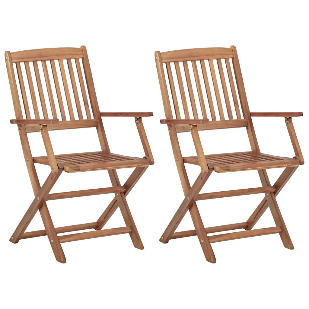 Folding Outdoor Chairs 2 pcs Solid Acacia Wood vidaXL