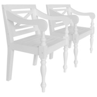Batavia Chairs 2 pcs White Solid Mahogany Wood vidaXL