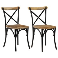 Cross Chairs 2 pcs Black Solid Mango Wood vidaXL