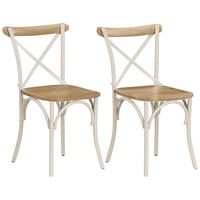 Cross Chairs 2 pcs White Solid Mango Wood vidaXL