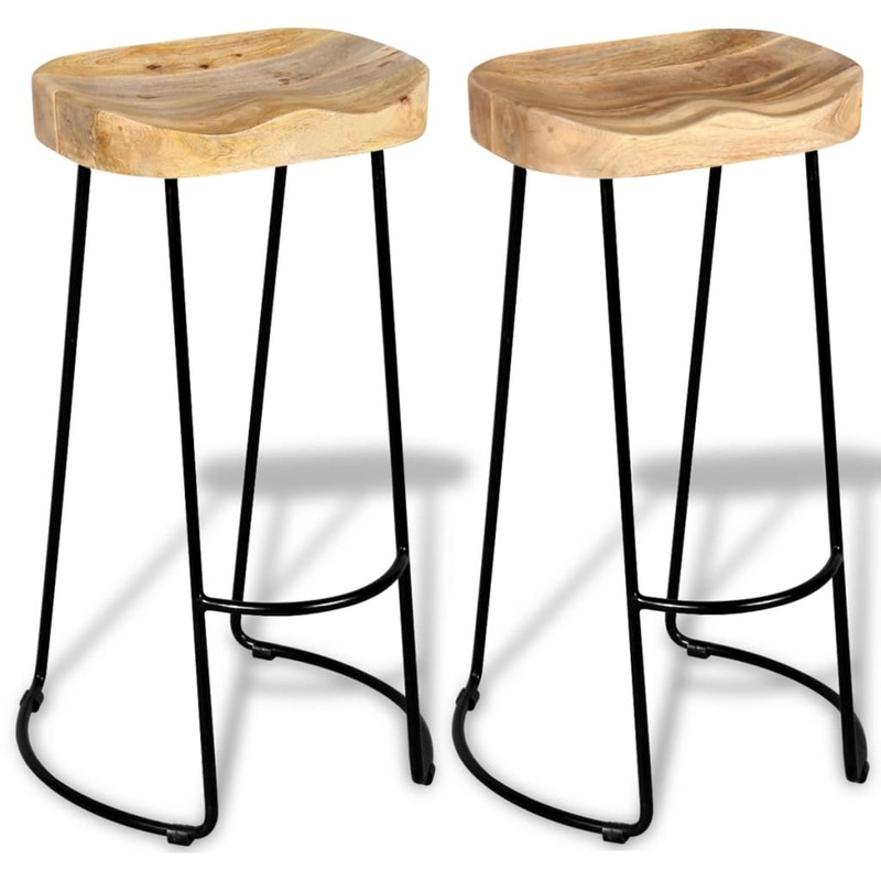 Buy Bar Stools 2 Pcs Solid Mango Wood - Mydeal