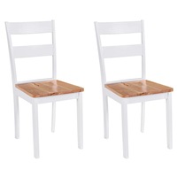 Dining Chairs 2 pcs White Solid Rubber Wood vidaXL