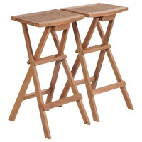 Folding Bar Stools 2 pcs Solid Teak Wood vidaXL