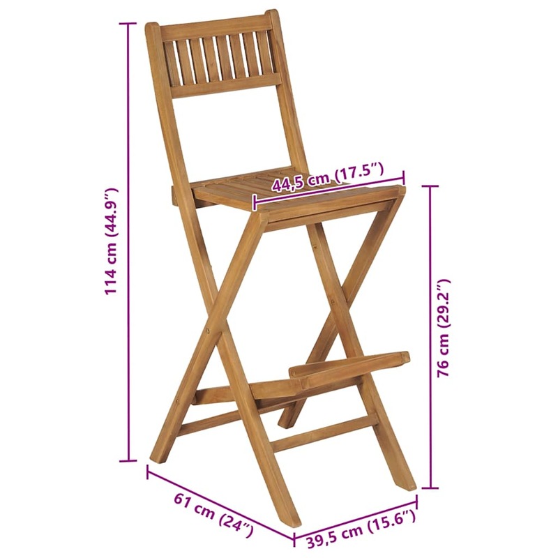 Folding Outdoor Bar Stools 2 pcs Solid Teak Wood MyDeal