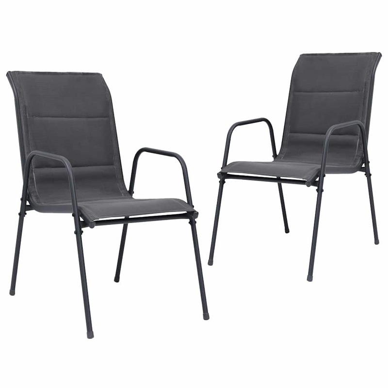 Buy Stackable Garden Chairs 2 pcs Steel and Textilene Anthracite vidaXL