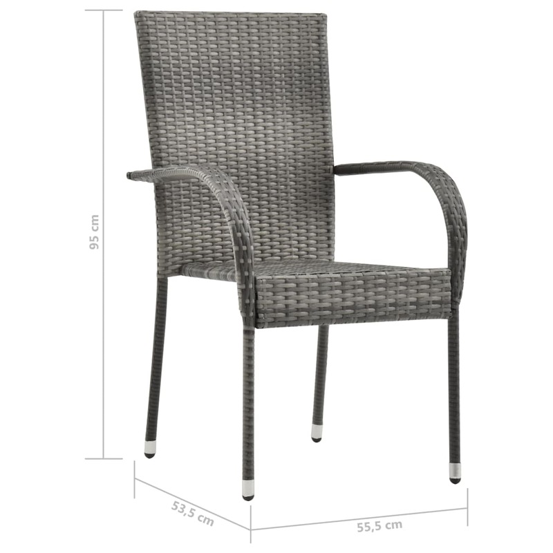 Buy Stackable Outdoor Chairs 2 pcs Grey Poly Rattan MyDeal