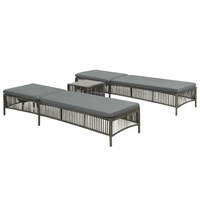 Sunloungers 2 pcs with Table Poly Rattan Grey vidaXL
