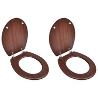 Toilet Seats with Lids 2 pcs MDF Brown vidaXL