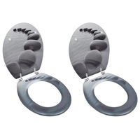 Toilet Seats with Lids 2 pcs MDF Stones vidaXL