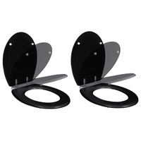 Toilet Seats with Soft Close Lids 2 pcs MDF Black vidaXL