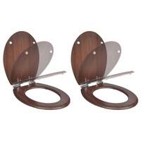 Toilet Seats with Soft Close Lids 2 pcs MDF Brown vidaXL