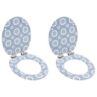 WC Toilet Seats 2 pcs with Soft Close Lids MDF Porcelain Design vidaXL
