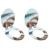 WC Toilet Seats 2 pcs with Soft Close Lids MDF Muschel Design vidaXL