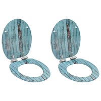 WC Toilet Seats 2 pcs with Soft Close Lids MDF Old Wood Design vidaXL