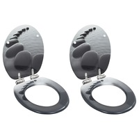 WC Toilet Seats 2 pcs with Soft Close Lids MDF Stones Design vidaXL