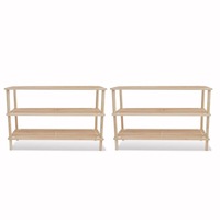 3-Tier Shoe Racks 2 pcs Solid Fir Wood vidaXL