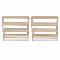 4-Tier Shoe Racks 2 pcs Solid Fir Wood vidaXL